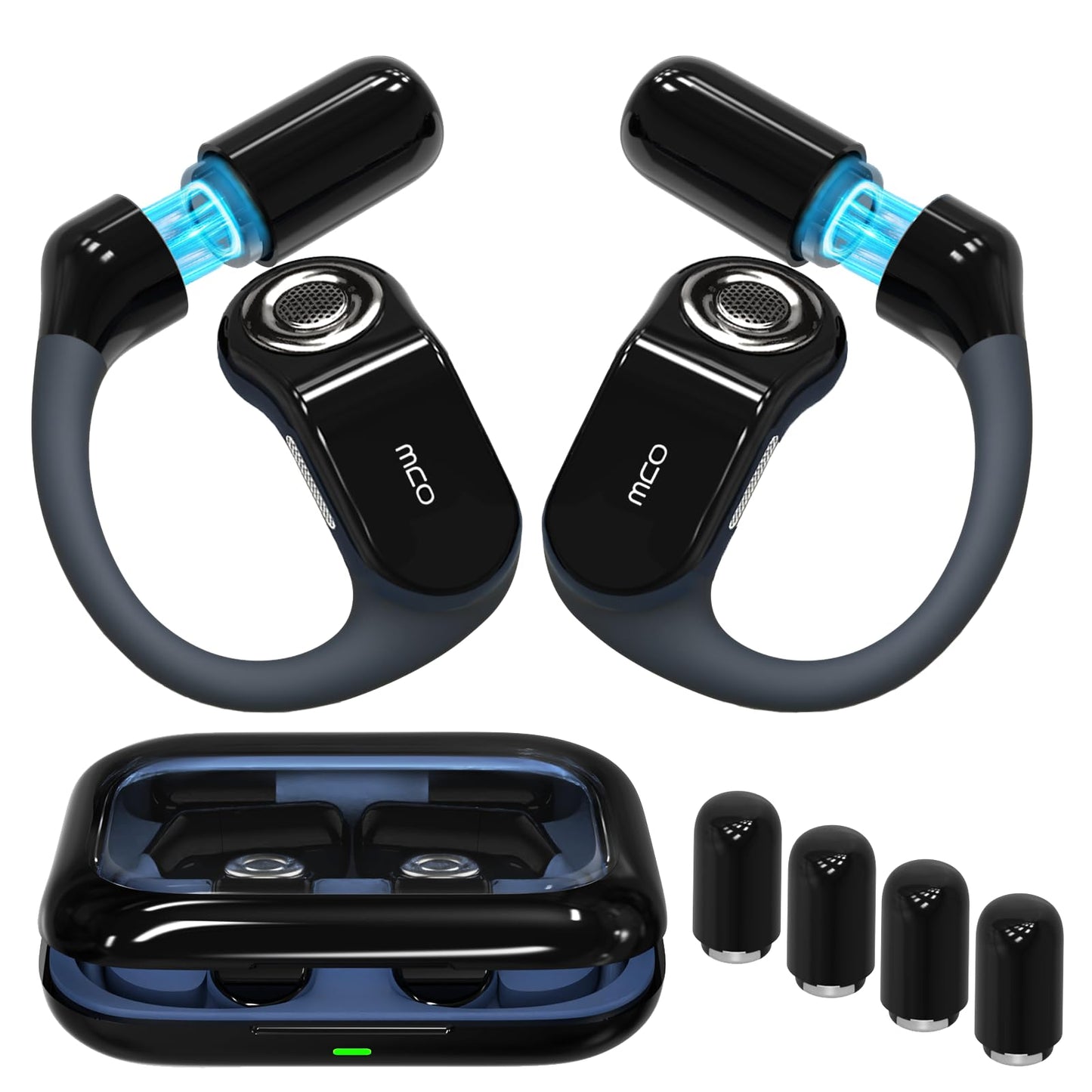 OJW Open Ear Headphones, Unlimited Power Earphones with Case & Replaceable Battery, OWS Bluetooth 5.4 Wireless Headphone with Mic, IPX7 Waterproof Headset for Sports, Compatible with iPhone & Android
