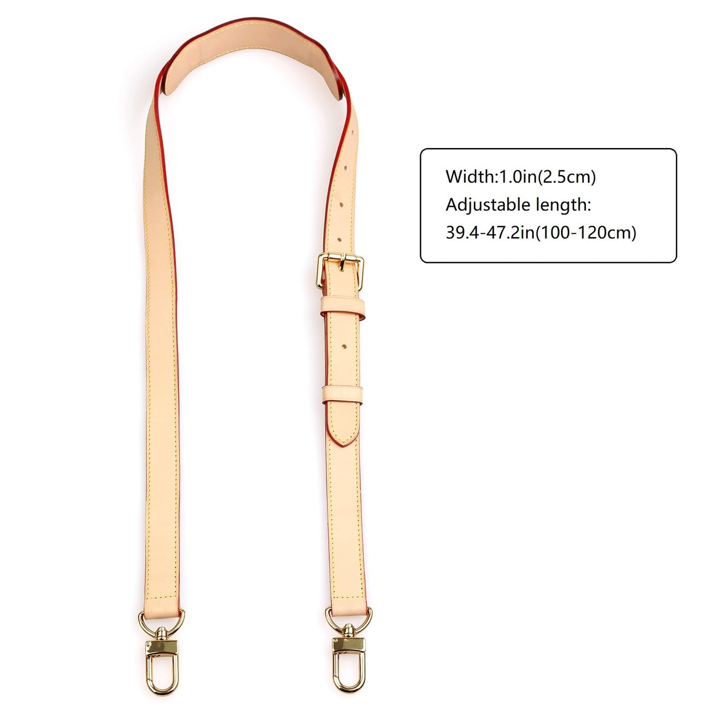 jiesinlov Vachetta Leather Strap Replacement Crossbody Adjustable with Shoulder Strap Pads for SPEEDY 30 35 40,for Keepall travel duffel bags (Apricot 1.0in)