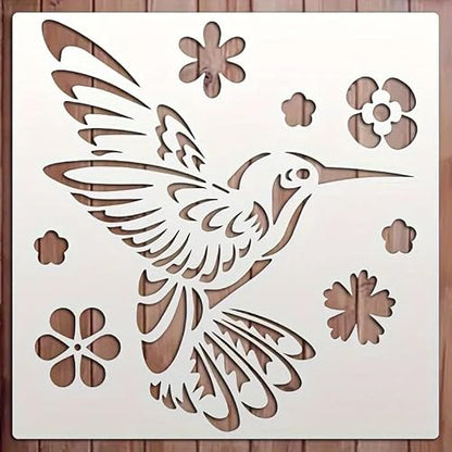 Hummingbird Bird Flower Wall Stencils Template Reusable Spray PaintStencils for Craft Painting On Wood Craft Canvas Walls Wood Furniture Decorations DIY Scrapbooking