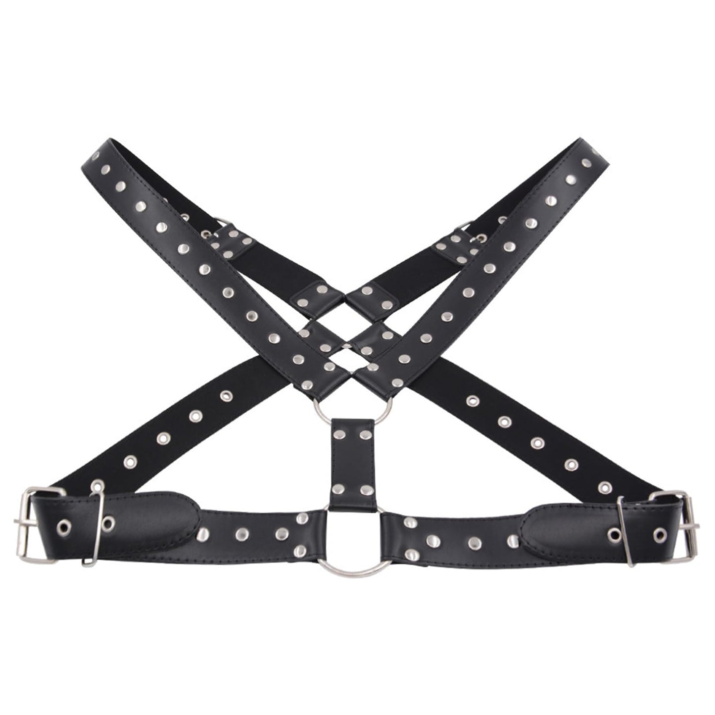 HYIJCSUC Men's Leather Body Harness Punk Chest Strap Harness Belt Men's Chest Harness Belt Shoulder Strap Adjustable Buckle Body Garter Belt Cosplay Nightclub Sexy Punk Chest Clubwear