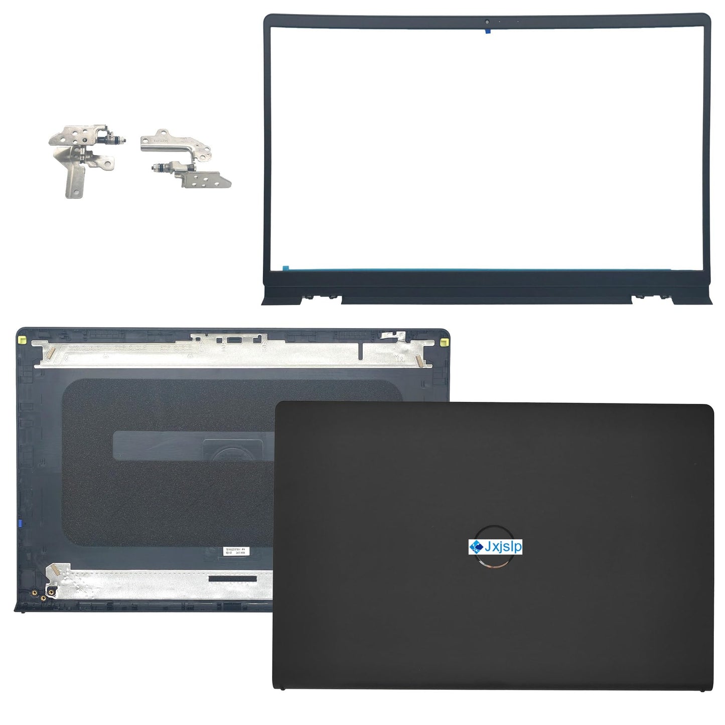 Jxjslp Replacement LCD Back Cover Top Case Lid Front Bezel Frame with Hinges for DELL Inspiron 15 3510 3511 3515 Series Laptop 0WPN8 00WPN8 9WC73 09WC73 AP3LE000901 Black