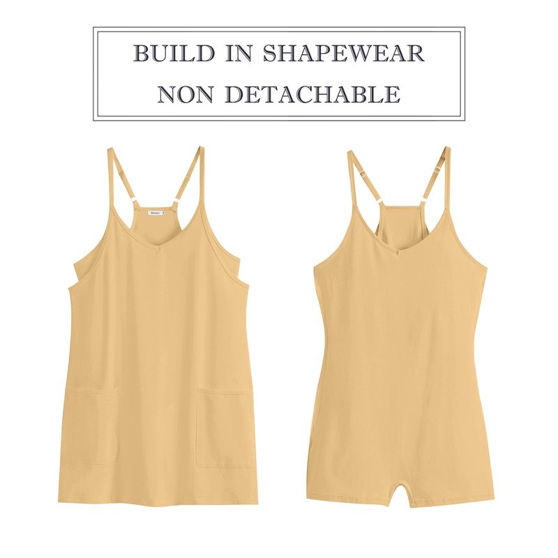 ANRABESS Women Athletic Dress Summer Tennis Workout Active Sports Mini Romper Dress Built in Shorts Travel Vacation Clothes Light Yellow X-Smal