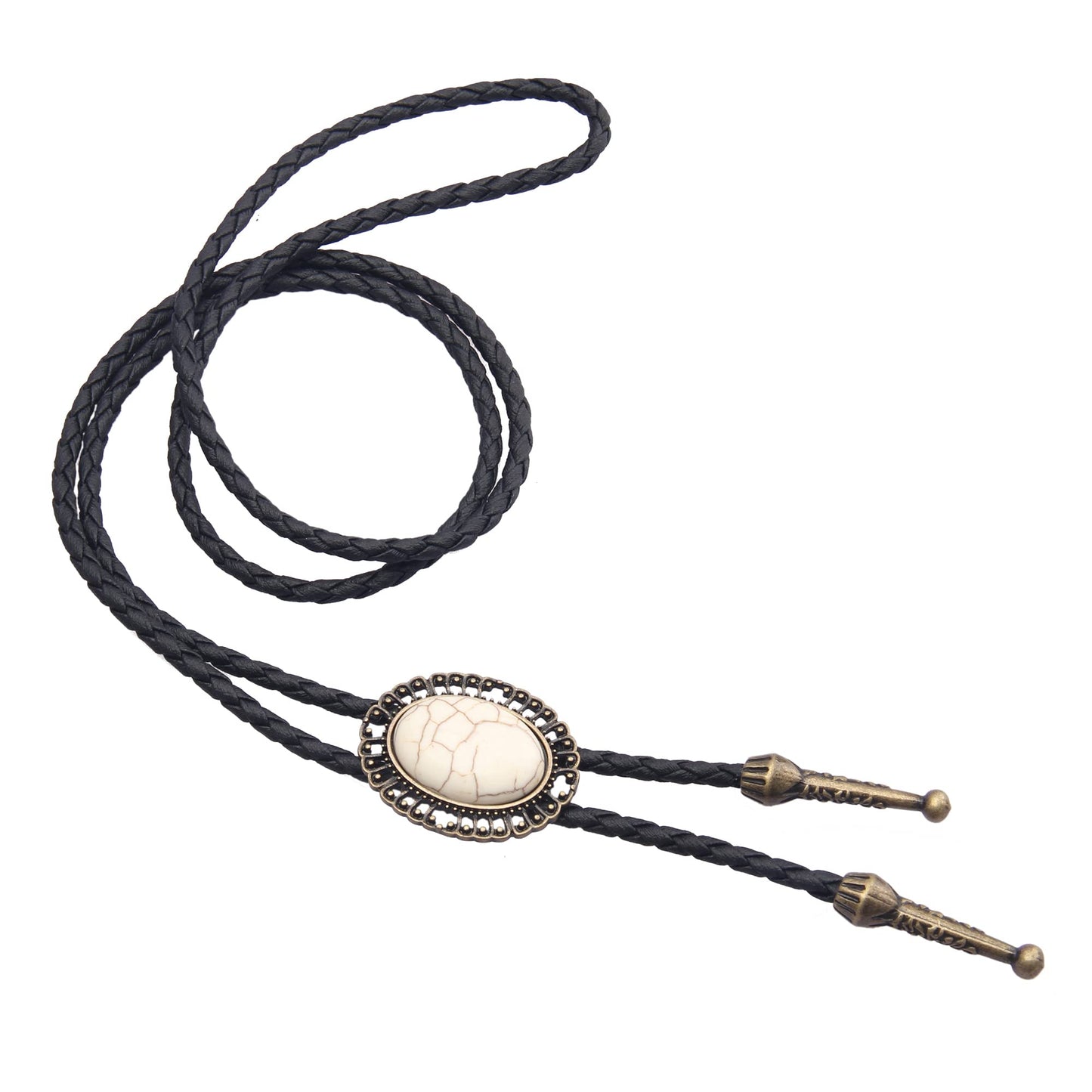 GelConnie Bolo Tie for Men Western Tie Gold Cowboy Tie White Turquoise Necktie Necklace American Indian Bolo Tie for Women