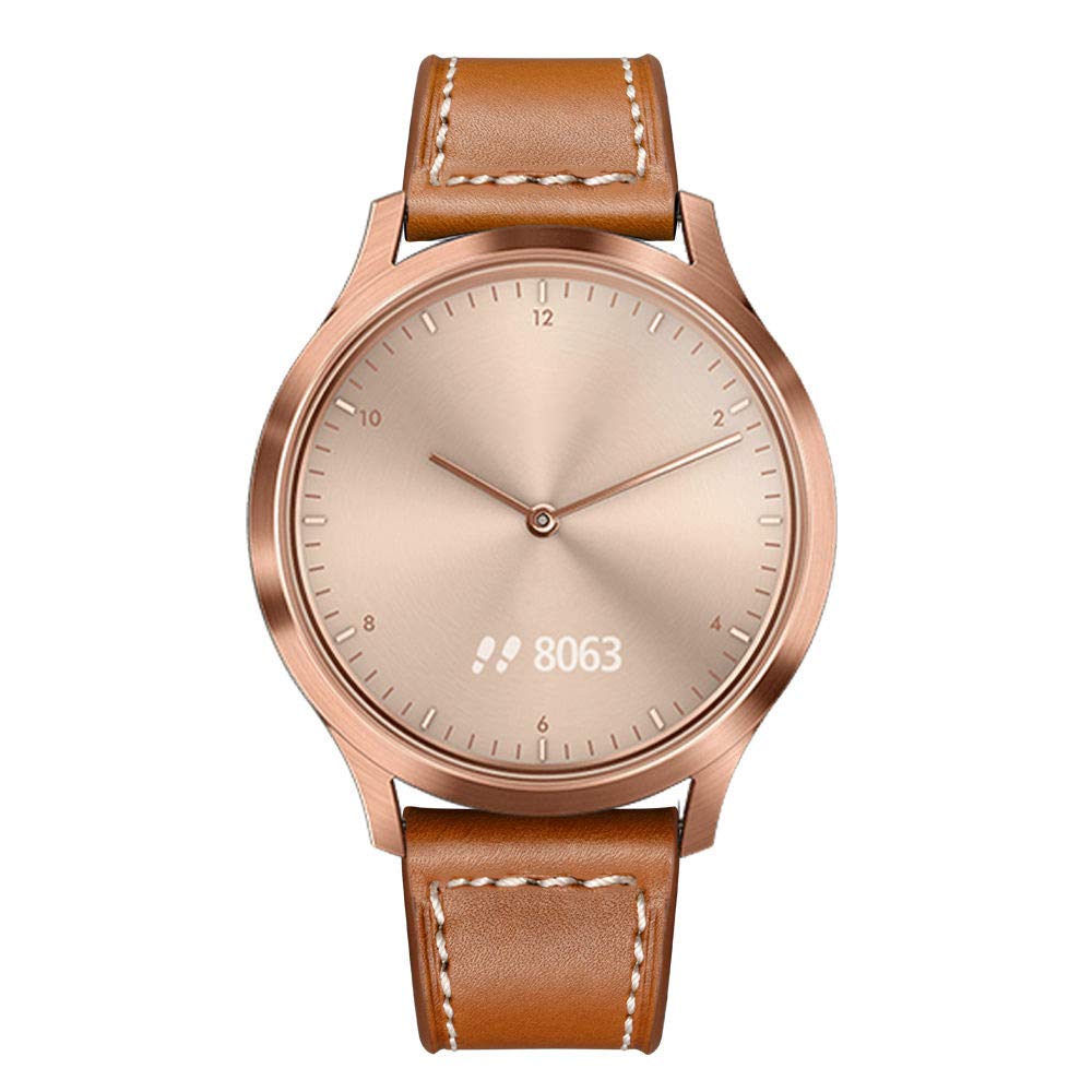 Yeejok Vivoactive 3 Leather Watch Bands, 20mm Quick Release Genuine Leather Watch Straps with Rose Gold Metal Buckle Compatible for Garmin Vivoactive 3 Music/Forerunner 645/245 Smartwatch, 2 Pack
