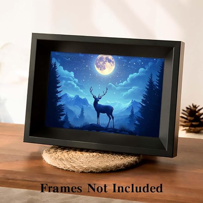 Yesad Deer Wall Art, Christmas Canvas Wall Art, Animal Picture Artwork Aesthetic Poster Prints Wall Décor for Farmhouse Living Room, Bedroom, Office (Unframed,18”x12”,Deer4)