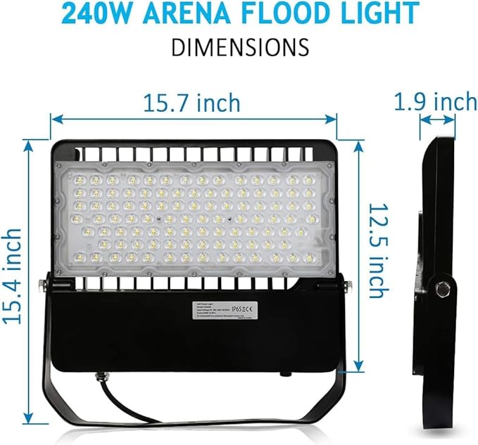 ledmo LED Flood Light Outdoor 240W, 1500W Equivalent Stadium Lights 36000Lumen Commercial Lighting, High-Intensity Floodlights for Yard, Count, Large Area, Waterproof Durable (3 Pack)