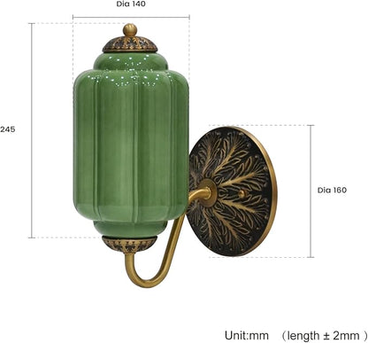 Vintage Mike Green Glass Wall Sconce - Milk Glass Shade Antique Brass Indoor Wall Light for Bedroom, Living Room, and Hallway