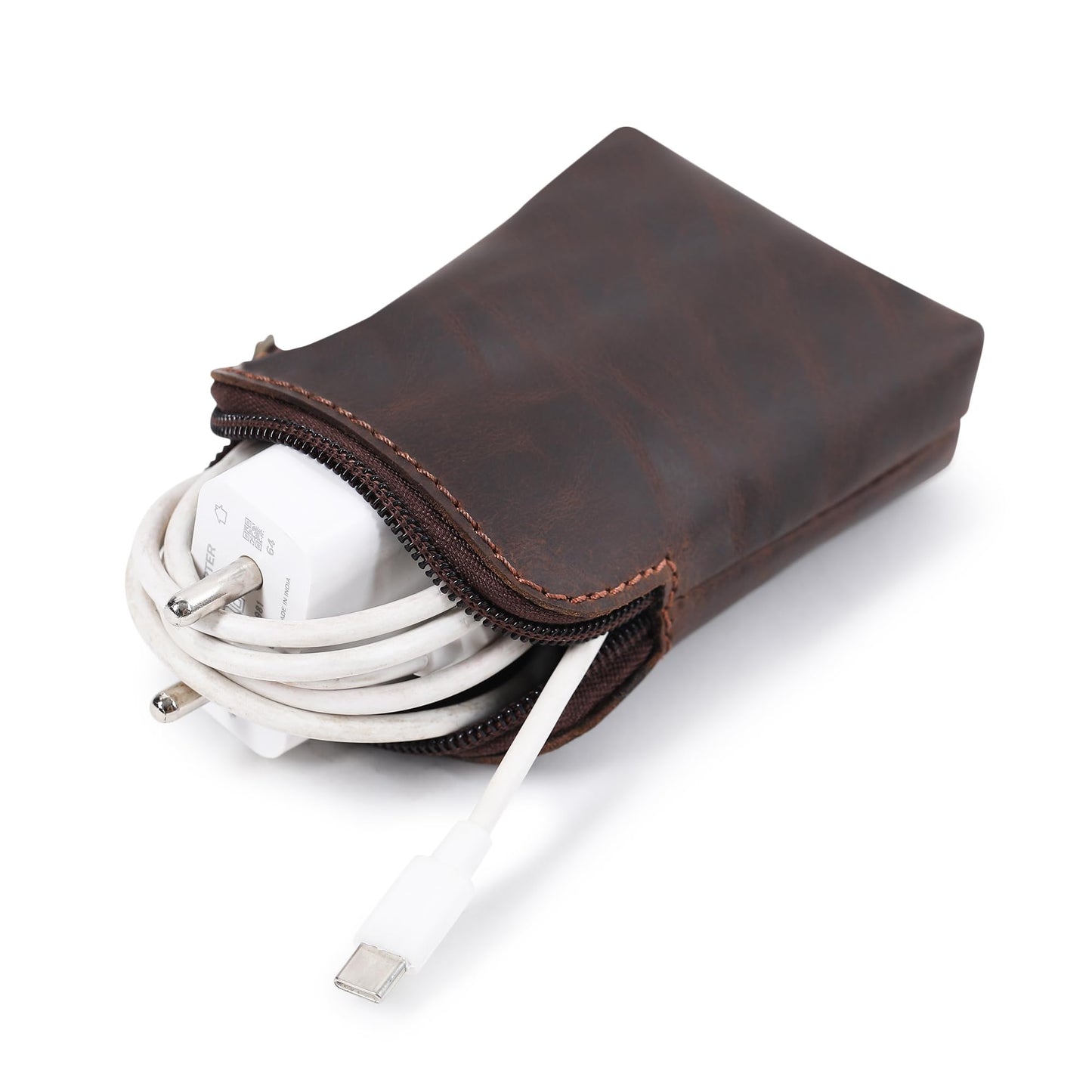 CestAntiQ Premium Full-Grain Leather Playing Card Case Zippered Card Deck Holder for Poker and Bridge Travel Accessory Secure Multi-Purpose Wallet Leather Cards Holder Brown