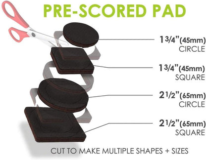 GorillaPads Non-Slip Furniture Pads/Grippers, Rubber Floor Protectors for Under Furniture, Black (2.5" Pre-Scored)