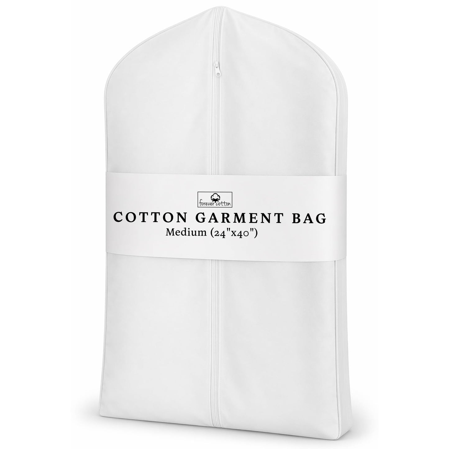 Forever Cotton Premium 100% Cotton Garment Bags – 40" Off-White Canvas Suit Cover with YKK Zipper – Moth Protector, Breathable, Machine Washable, Cover for Coats, Dresses, Jackets & Travel