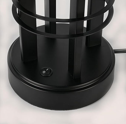 27in Tall Table Lamps for Living Room Button Control Farmhouse Rustic Table Lamps Set of 2 SideTable Lamps Black&Grey Bedroom Lamps for Bedside Nightstand End Table 2025 New