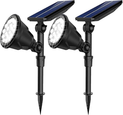 JSOT Solar Spot Lights Outdoor, 600LM Outdoor Spotlight Waterproof Landscape Lighting, Solar Garden Decor Lamp Wall Light for Yard Pathway Path Driveway Pool Backyard Decorative(Cool White 2 Pack)