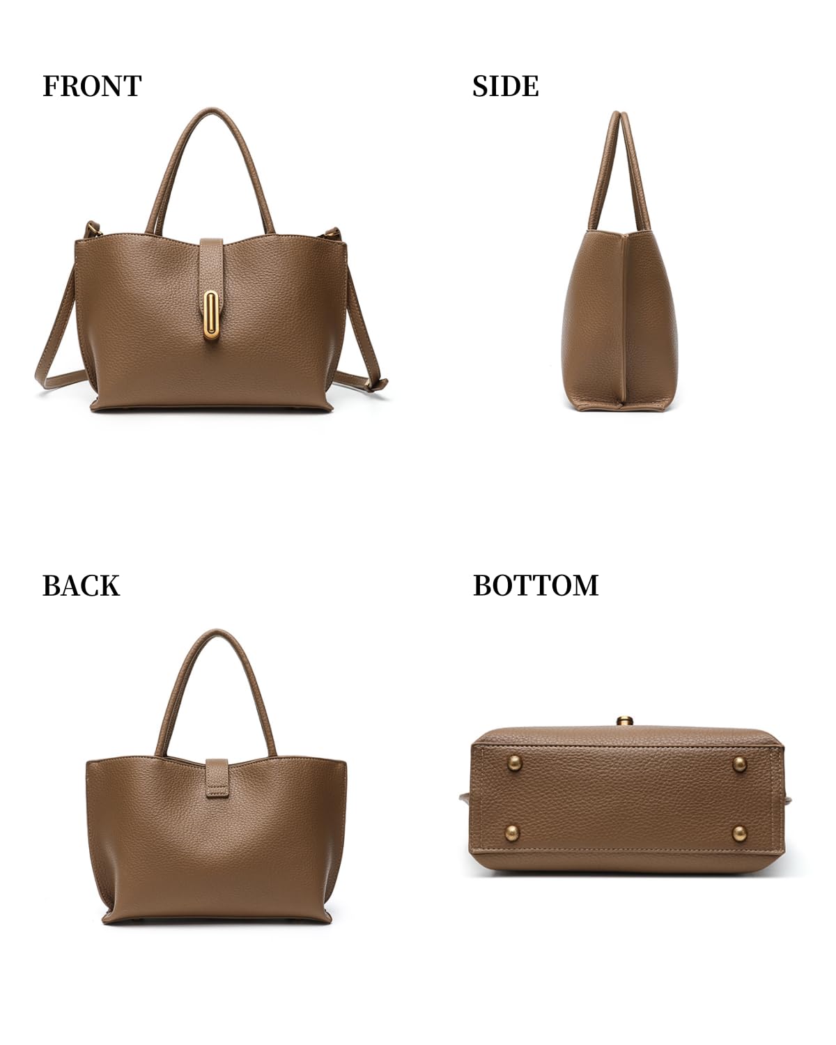 Small Vegan Leather Crossbody Tote Bag for Women, Compact 2-in-1 Shoulder Handbag with Removable Pouch, Work & Daily Use (Small - Vegan Leather - brown)