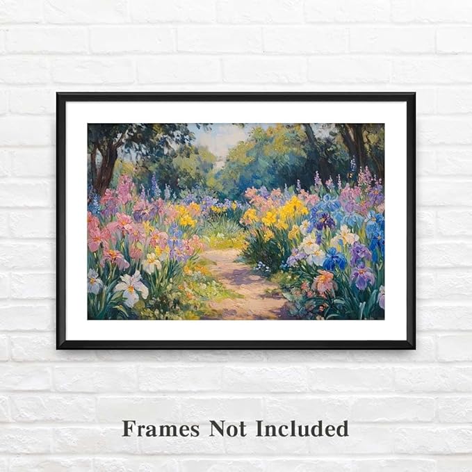 Yesad Colourful Iris Pictures, Wildflower Prints Floral Wall Art Flower Poster Botanical Neutral Art Farmhouse Wall Décor for Living Room Bedroom Kitchen Vintage Wall Art (Unframed,24”x16”,Iris)