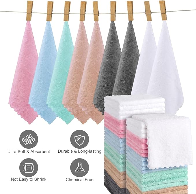 Orighty Ultra Soft Washcloths 48 Pack, Premium Microfiber Towel Sets 12 x 12
