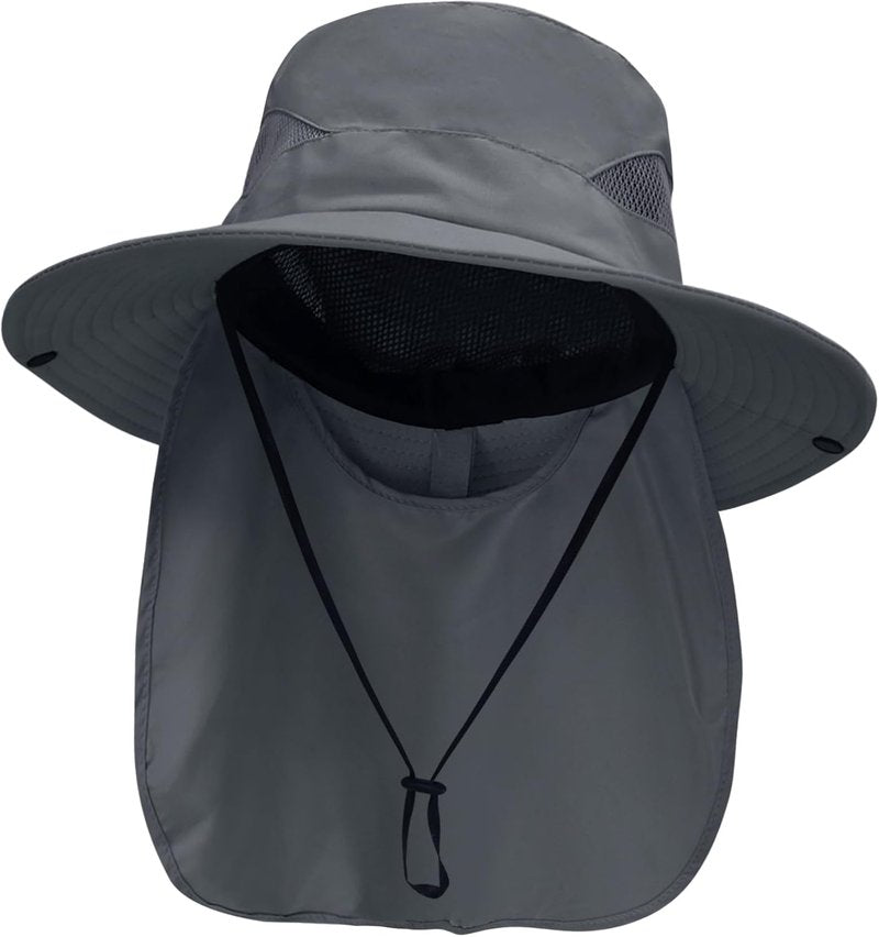 Sun Fishing Hat with Neck Flap - UV Protection Wide Brim Bucket Hat for Men & Women