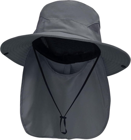 Sun Fishing Hat with Neck Flap - UV Protection Wide Brim Bucket Hat for Men & Women