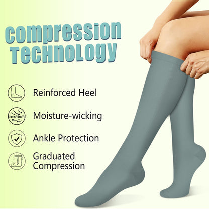 Copper Compression Socks 15-20 mmHg for Men & Women 8 Pairs – Circulation Support for Nurses,Travel,Running,Hiking,Soccer,Gifts,Pregnant,Flying,Knee High Compression Socks(L/XL)