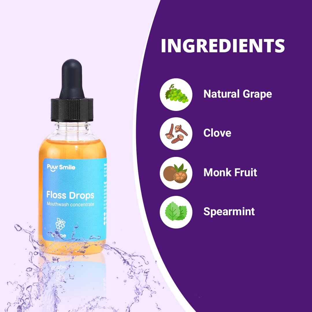 Concentrated Floss Drop Serum – 2oz Concentrated Mouth Wash to Use in Water Flosser | Natural Essentials Promotes Good Breath | Organic Spearmint Drop Supports Good Oral Health