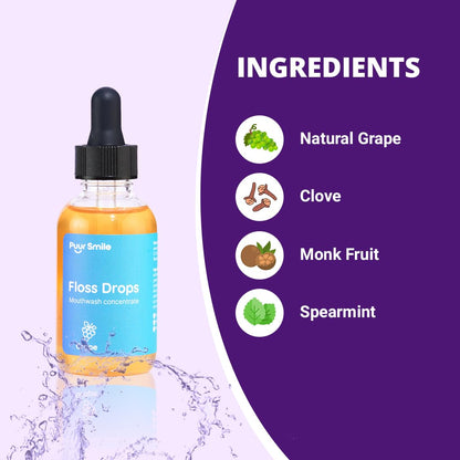 Concentrated Floss Drop Serum – 2oz Concentrated Mouth Wash to Use in Water Flosser | Natural Essentials Promotes Good Breath | Organic Spearmint Drop Supports Good Oral Health