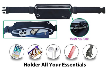 Slim Running Belt Fanny Pack Women Men,Runners Phone Holder Waist Bag,Run Pouch Waist Belt for Workout Jogging,Travel Money Belt Running Gear Accessories.