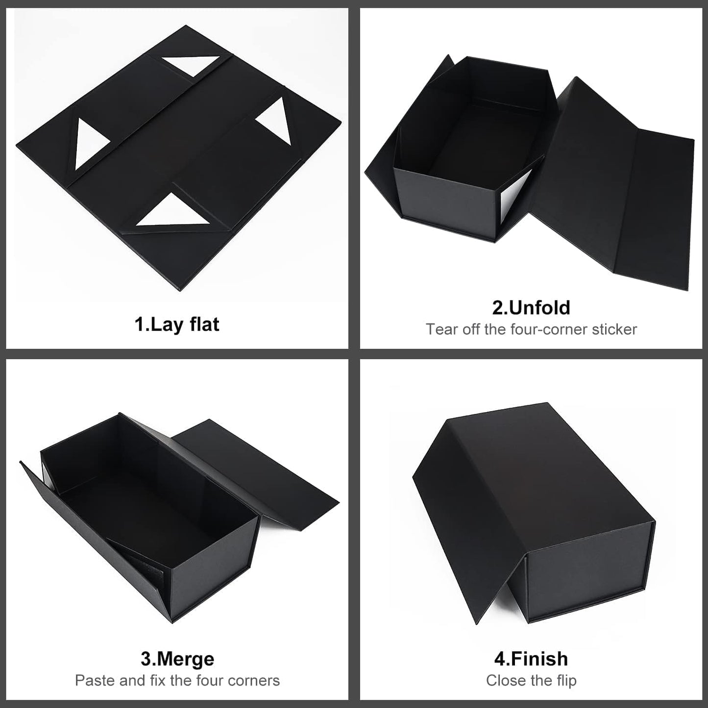 Gift Boxe 10" x 6" x 3" with Magnetic Closure Lid Gift Boxes for Presents,Bridesmaid Gifts Box,Cute Box,Birthday Gift box,Luxury for Gift Packaging, Magnetic Gift Box for Wrapping Gifts (Black/5PCS)