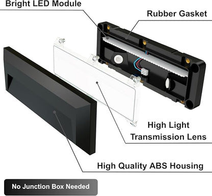 ZONK LED Step Lights 110-240V OutdoorIndoor Stair Lights, Waterproof IP65 2W 4000K Lighting for Stairs, Hallway, Pathway, Porch (Non-Dimmable, Easy Install), 3Pack