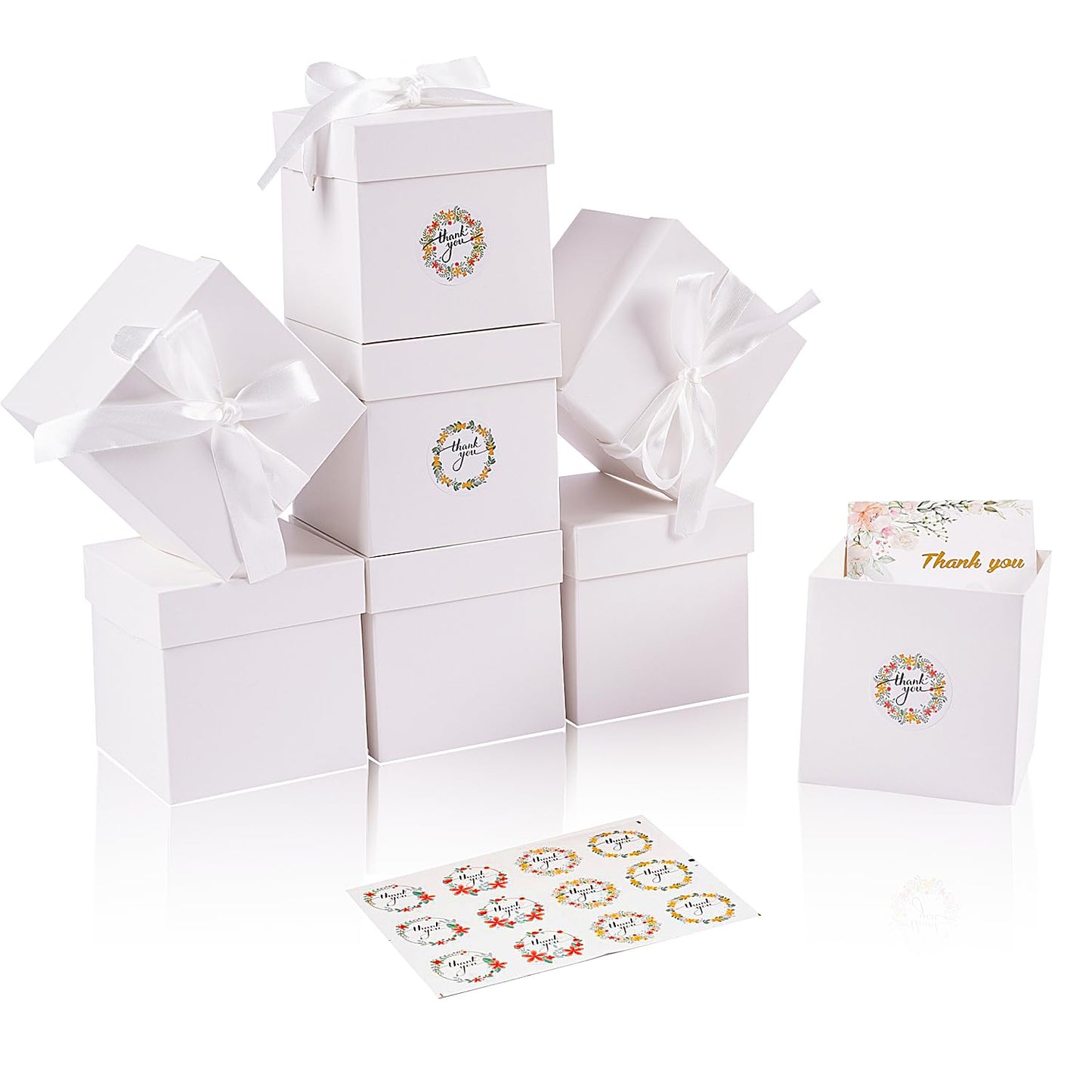 Elephant-package 12Pack White 6Inch Gift Boxes with Lids, Squared Boxes with Lids Perfect for Weddings, Birthday Party Favor, Engagements, Graduations, Holidays, Christmas Xmas, New Year.