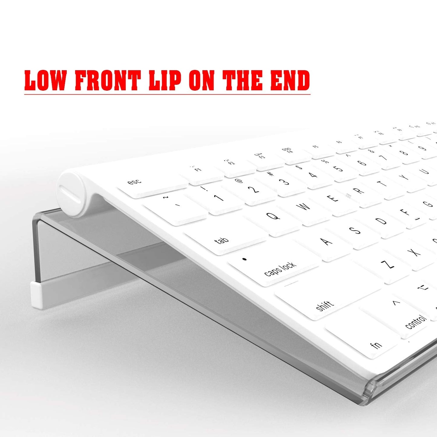 KOTEMON Acrylic Tilted Computer Keyboard Stand for Compact Keyboard, 78 Keys Keyboard, with White Silicone Strip, 11.8 Inch Width