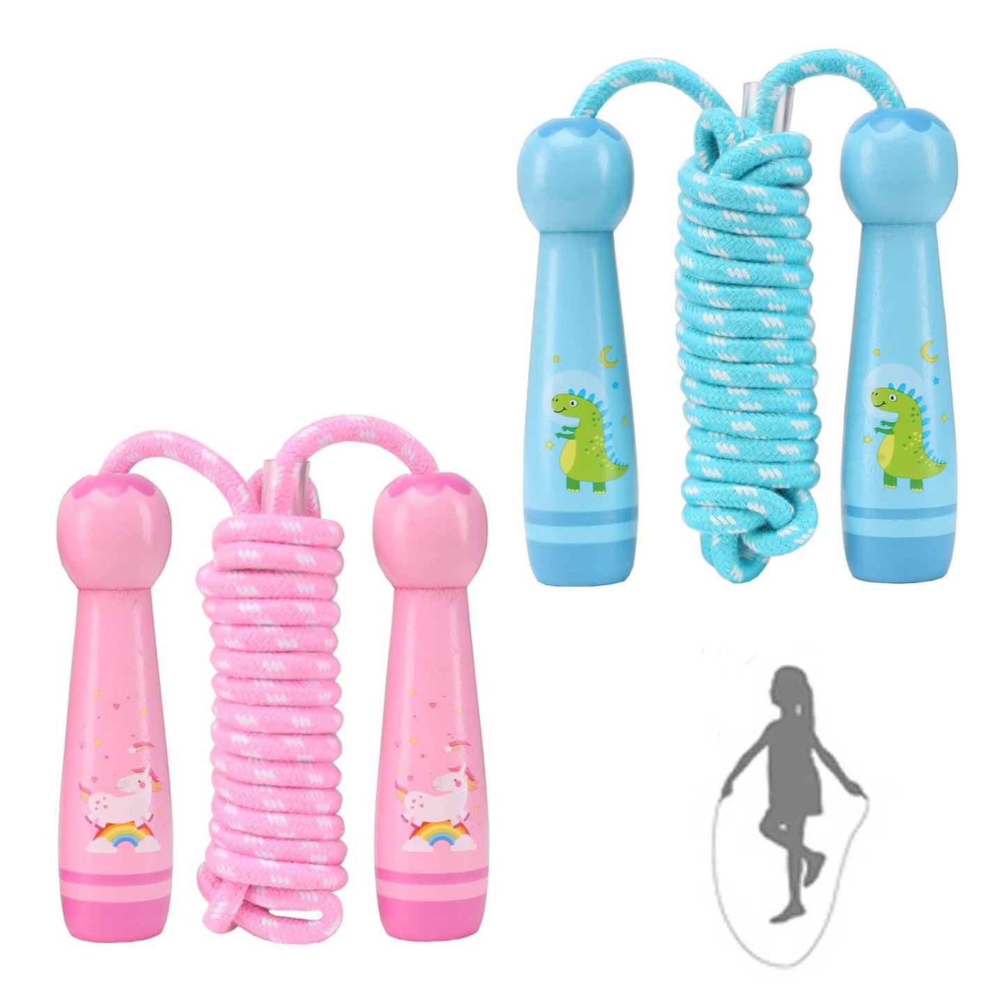 Jump Rope for Kids, Adjustable Toddler Jump Rope with Wooden Handle and Cotton Rope, Cute Skipping Rope for Boys and Girls Fitness Workout Exercise 8.5 Ft(Pink)