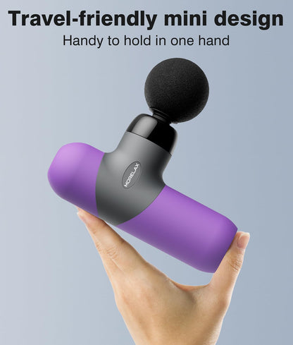 Mini Massage Gun, Percussion Muscle Massager for Back Pain Relief, Compact Sports Travel Massage Gun with 6 Massage Heads 4 Speeds, Gift for Her, Home, Athletes