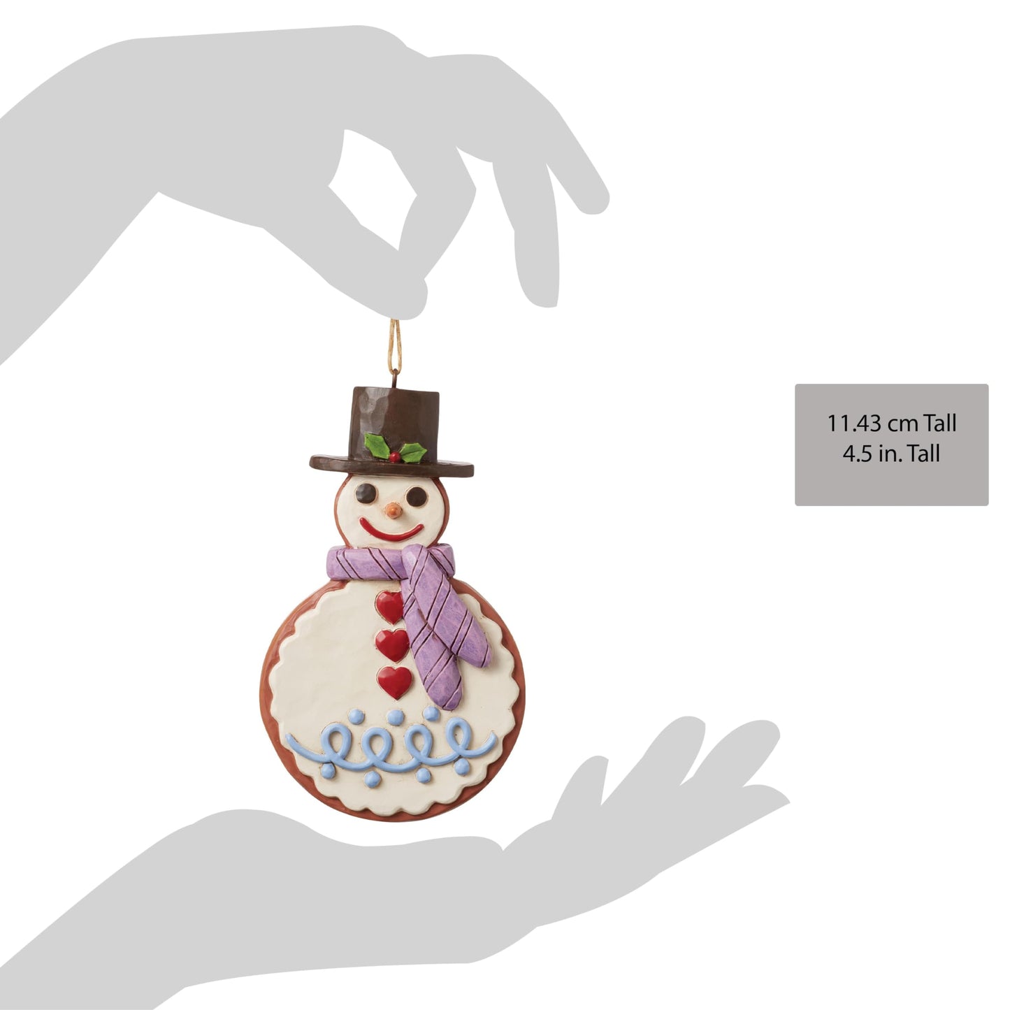 Enesco Jim Shore Heartwood Creek Gingerbread Christmas Snowman Hanging Ornament, 4.5 Inch, Multicolor