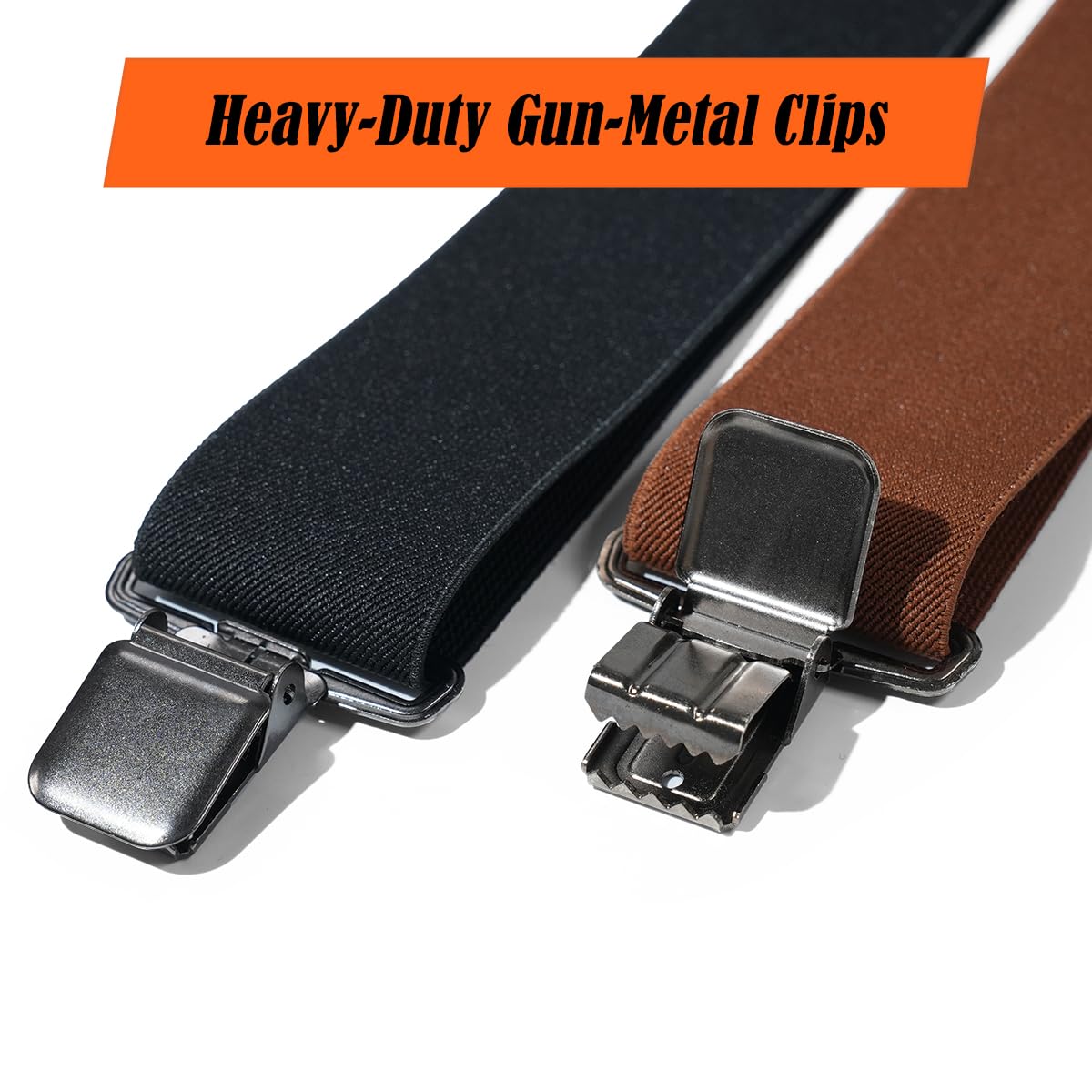 WELKINLAND 2-Piece Clip-On Suspenders Set, Comfy 2 Inch Suspenders for Men, Suspenders for Men Heavy Duty, Sturdy Work Suspenders for Mens Elastic, Adjustable mens gift set