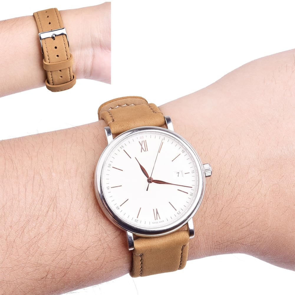 Ritche Leather Watch Strap with Quick Release Pins, 20mm Replacement Watch Band for Men and Women, Fits Smartwatches & Traditional Watches