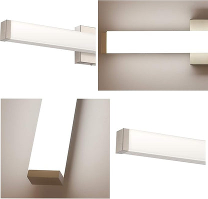 Bathroom Vanity Light Brushed Nickel Square LED 24 inch 14W 4000K Natural White Light Wall Bar Lighting Fixtures Over Mirror (Brushed Nickel, 40in)