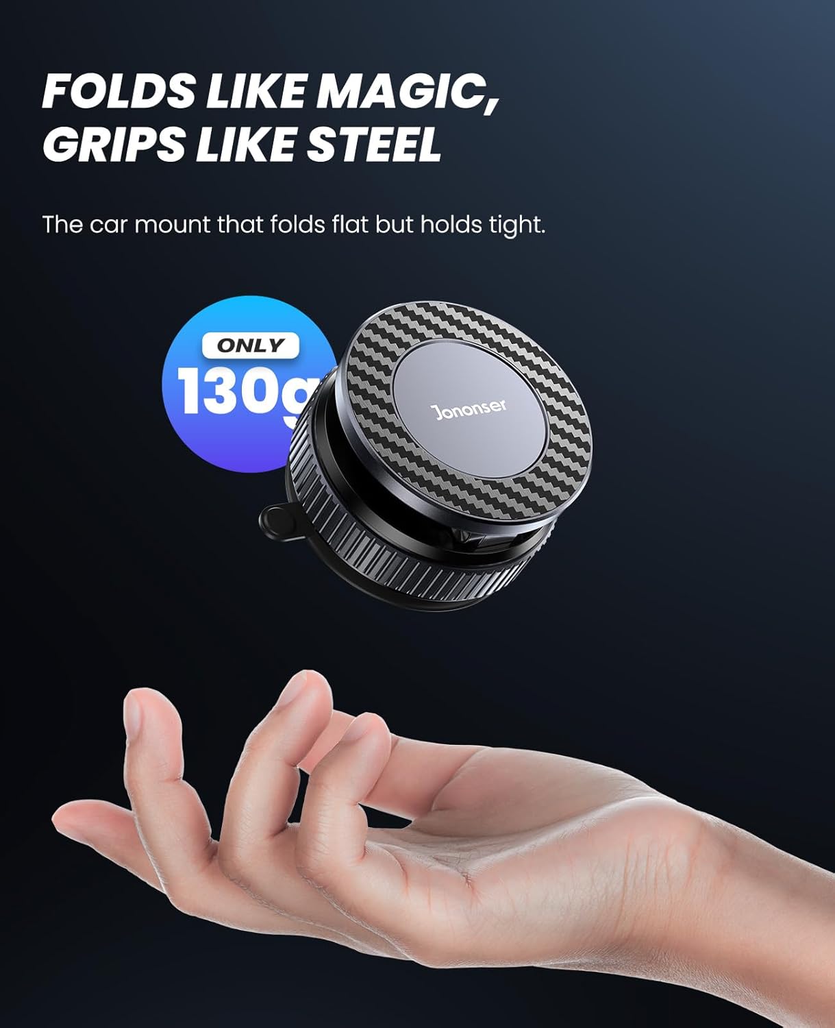Car Phone Holder, 360°Adjustable Magnetic Phone Holder for Car, Foldable Suction Cup Phone Mount, Phone Holders for Your Car for iPhone 17/16/15/14/13/12 Series (Carbon Fiber)