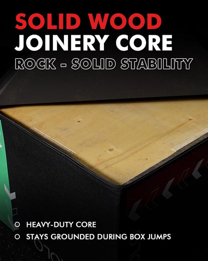 Mikolo 3-in-1 Foam Plyometric Box – Soft Jump Box with Solid Wood Core, High-Density Foam and Non-Slip Cover – No Assembly Required for Home Gym Workout