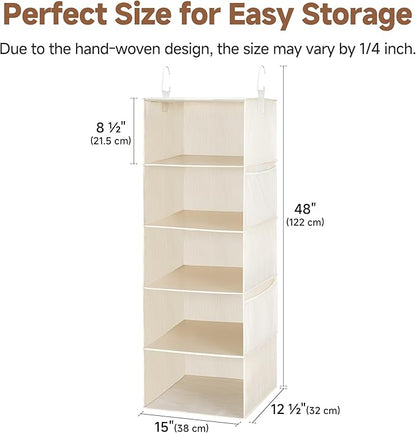 StorageWorks 5-Shelf Hanging Closet Organizers, Foldable Closet Storage