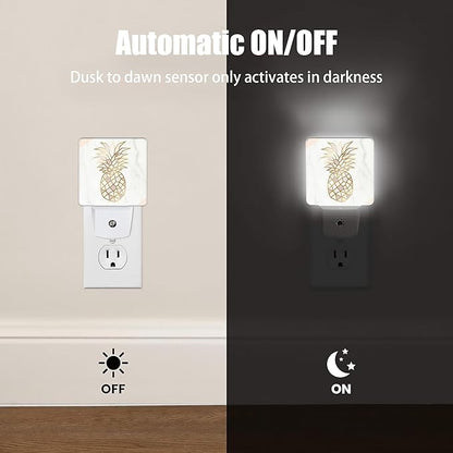 Rose Gold Pineapple Dusk to Dawn Night Light, Auto Sensor Lamp Home Indoor Stairway Kitchen Corridor, Night Lights Plug into Wall Decor, Boys Girls Women Men Room Gifts