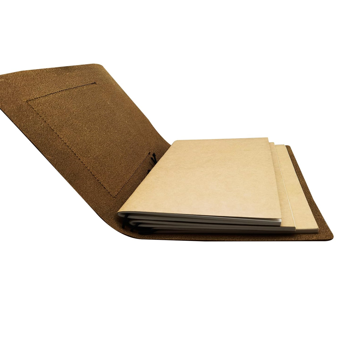 KISSKI A5 Journal Cover for Men, Small Leather Travel Planner Organizer Cover with Phone/Pen Pocket, Travelers Notebook Cover Case for 5.5 x 8.5 Inserts Writing Paper/Note, Gift for Women, Brown