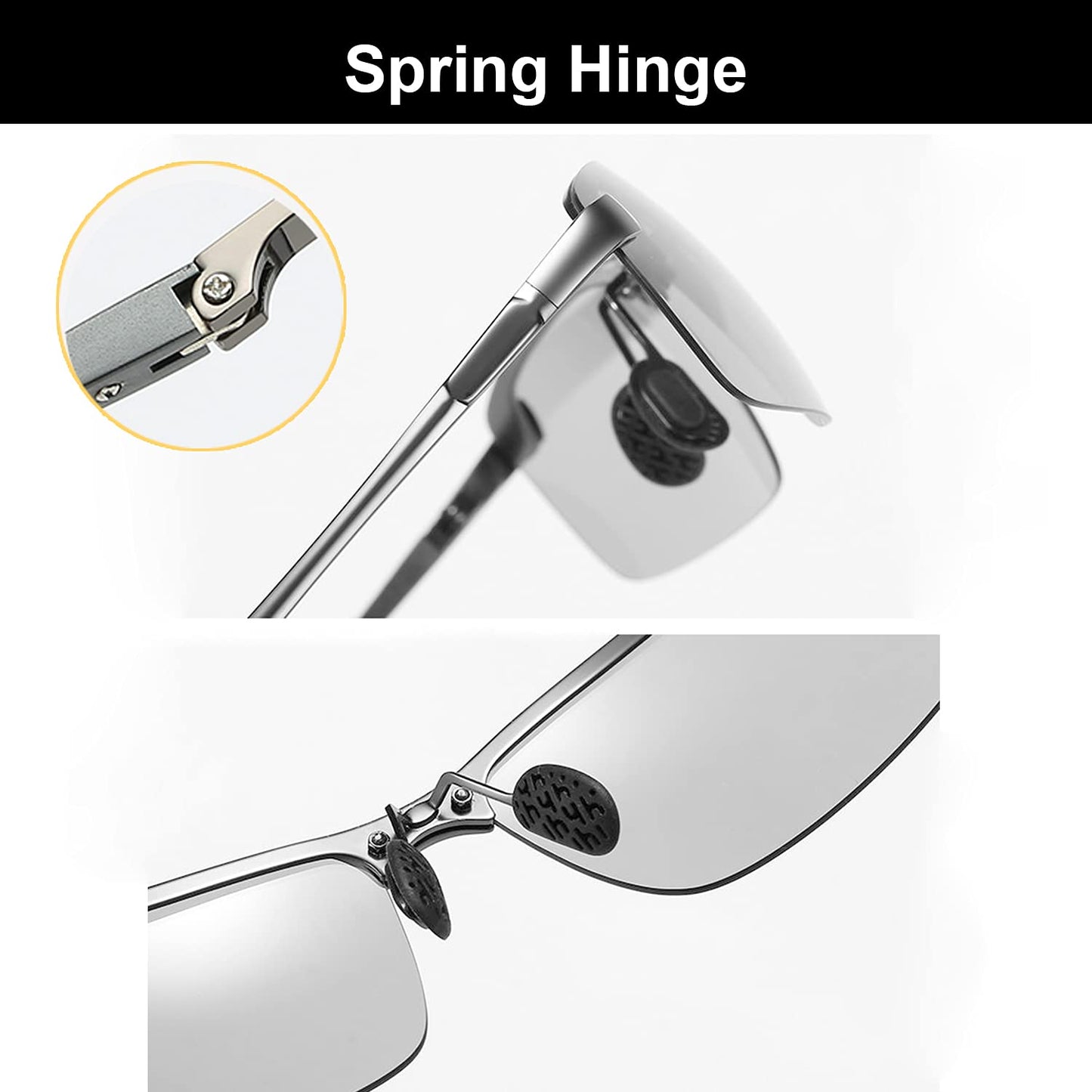 YIMI Polarized Photochromic Driving z87 Sunglasses For Men Day and Night safety glasses (Black Frame)