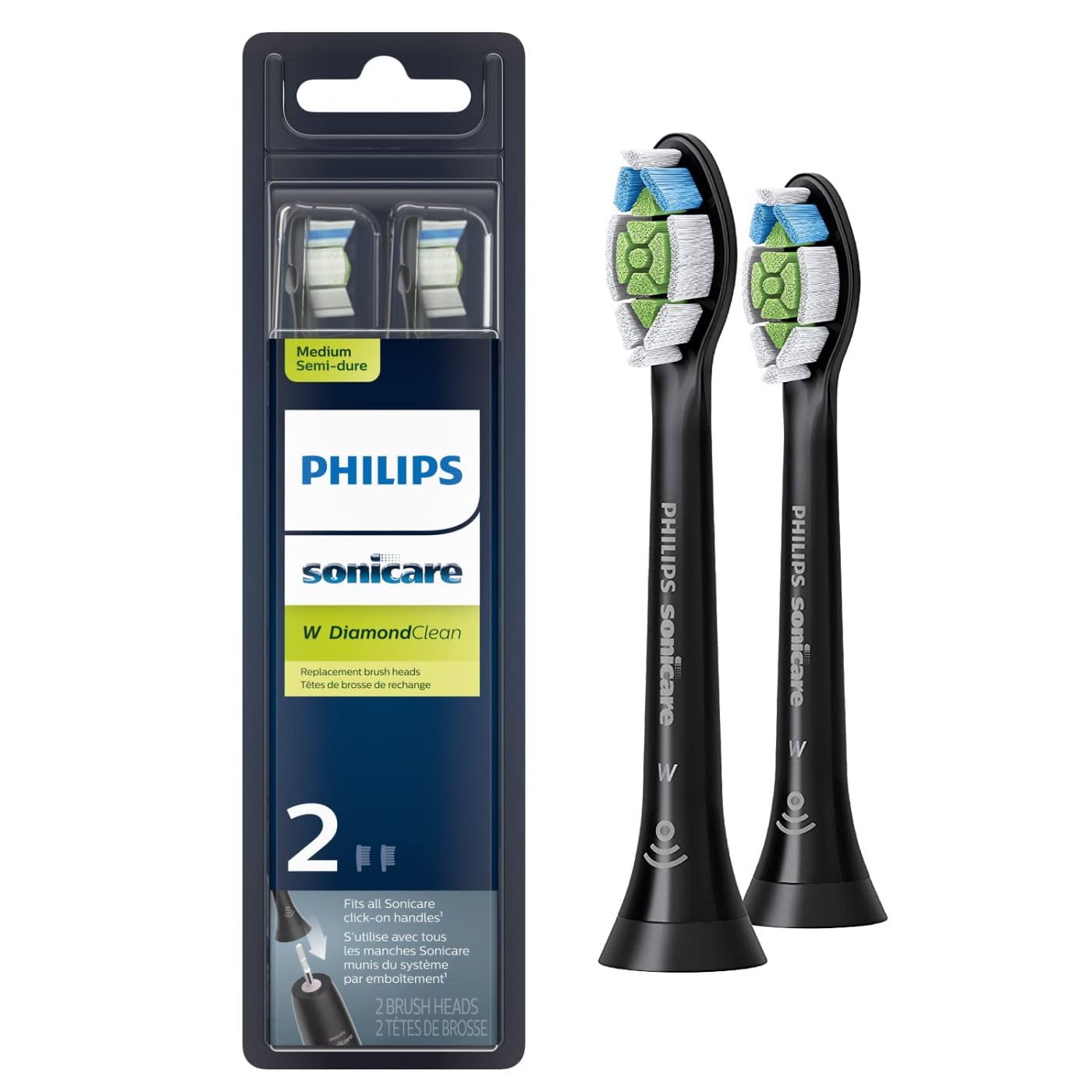 Philips Sonicare W DiamondClean - Genuine Replacement Electric Toothbrush Heads, White, 4 Pack One Year Supply, HX6064/65