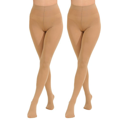 Paralinda 2 Pairs Women's Solid Color Tights 80D, Soft Opaque Microfiber Tights (Nude, S/M)