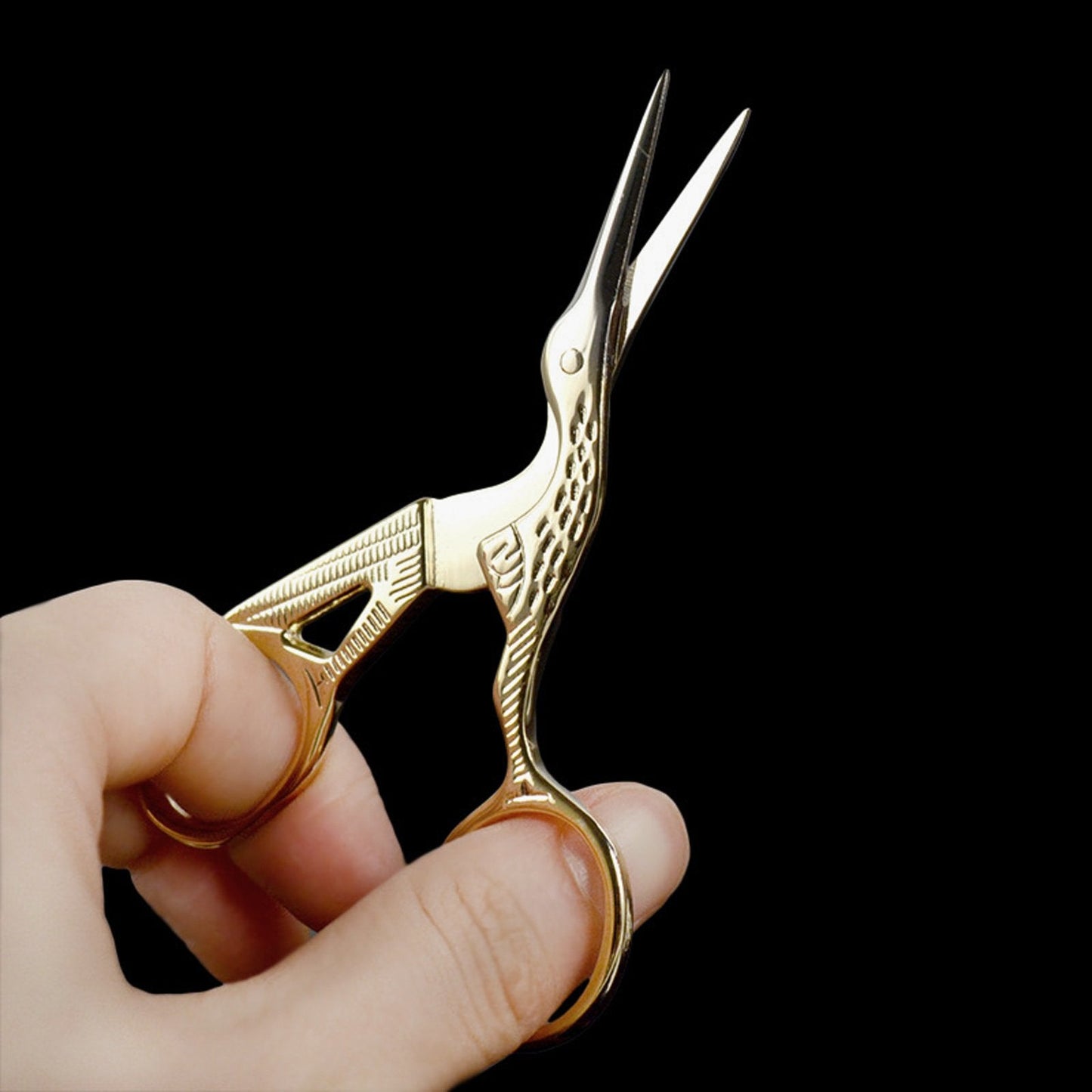 BIHRTC 4.5" Stainless Steel Sharp Tip Classic Stork Scissors Crane Design Sewing DIY Tools Dressmaker Shears Scissors for Embroidery, Craft, Needle Work, Art Work & Everyday Use (Gold)
