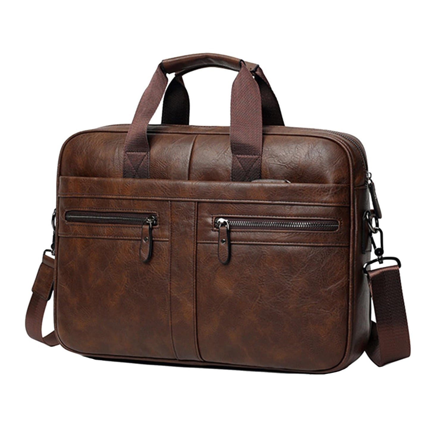 Henmifyer Men's Leather Messenger Bag, Laptop Briefcase Business Satchel Computer (Brown, 16 inch)