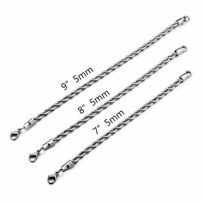 HolyFast Twist Chain Bracelets - Stainless Steel Rope Jewelry for Men & Women