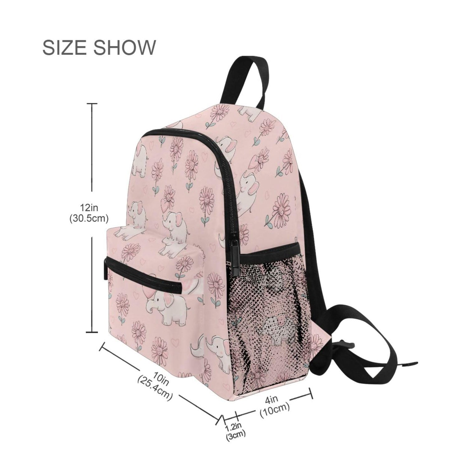 Kcldeci Toddler Backpack for Girls Boys Elephant Flower Heart Kindergarten Elementary Preschool Kids School Bag Book Bag S