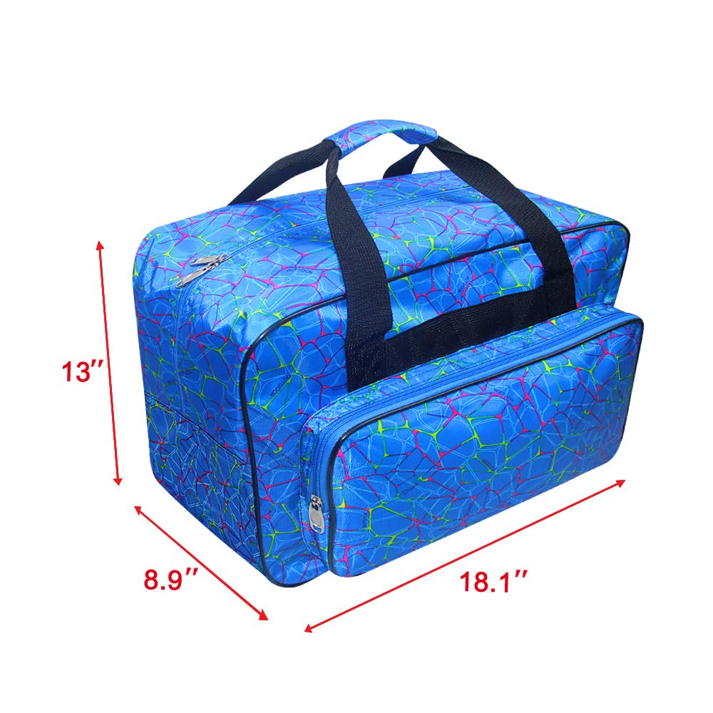 TLBTEK Blue Sewing Machine Carrying Case,Universal Canvas Carry Tote Bag,Portable Padded Storage Dust Cover with Pockets for Sewing Machine