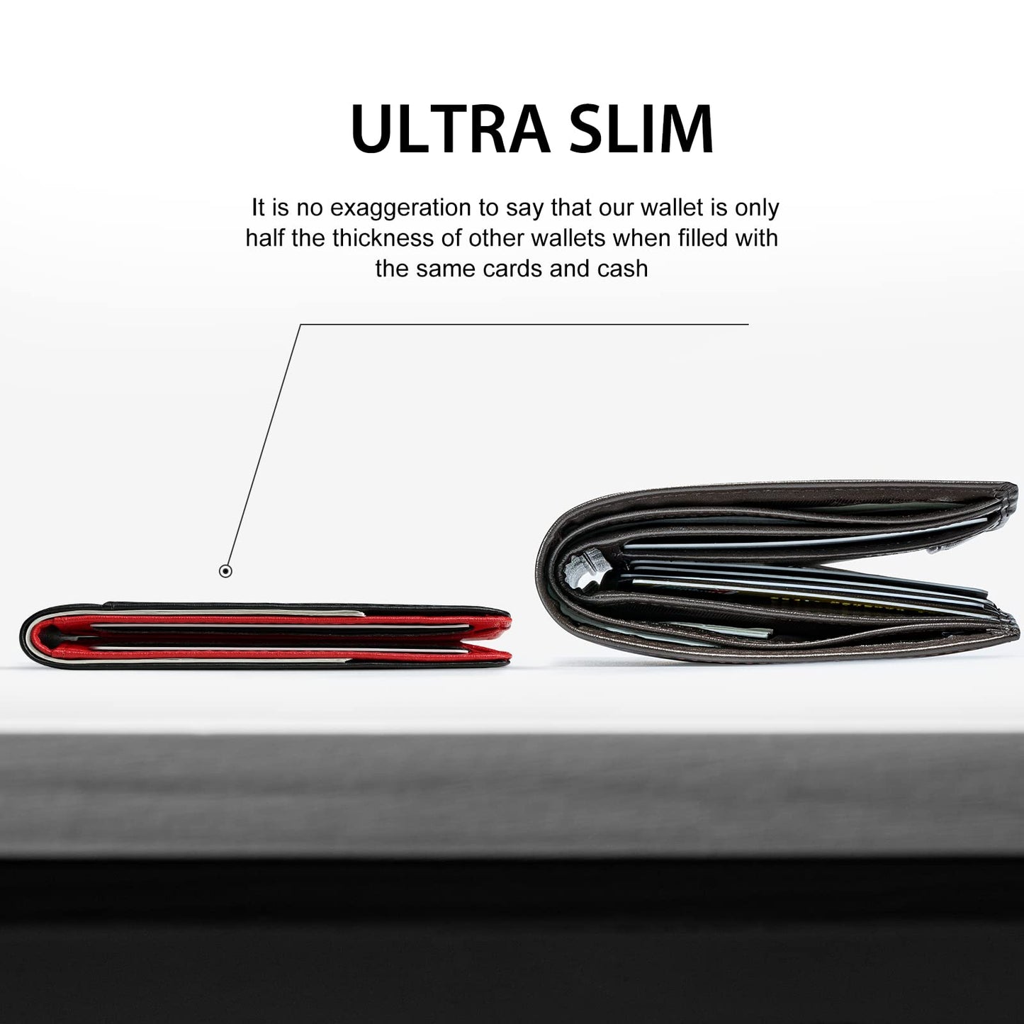 GSOIAX Slim Wallet for Men RFID Blocking Bifold Wallet Carbon Fiber Front Pocket Wallet with 11 Card Holder Minimalist Mens Wallet with Gift Box(Carbon Black and Red)