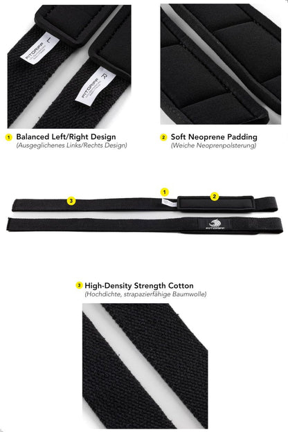 Fitgriff® Lifting Straps & Wrist Wraps (Bundle) Superior Support for Weightlifting & Gym Workouts - for Men and Women (Black Original)